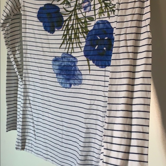 Language striped top w/ floral screen print anthro - Picture 4 of 5